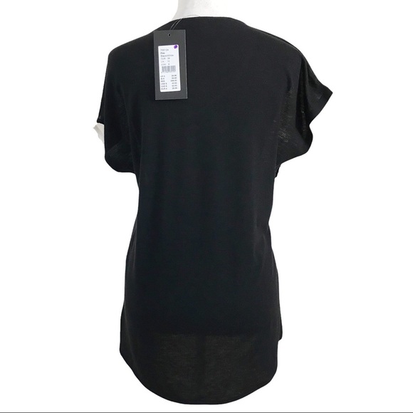 IVY BEAU BLACK WHITE PANELLED GRAPHIC SHORT TEE T-SHIRT TOP - Picture 3 of 10